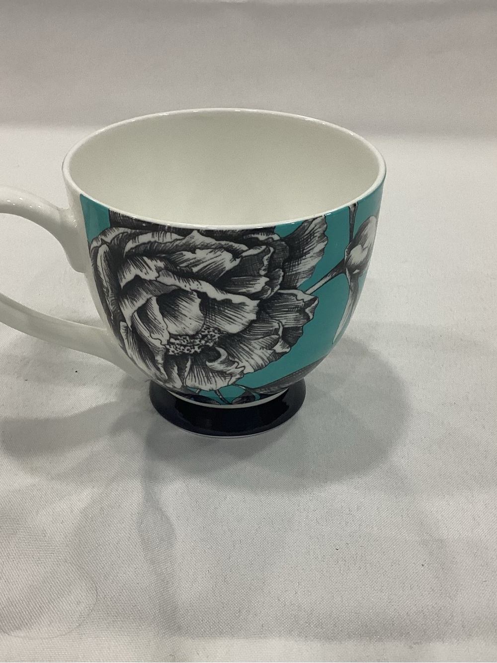 Turquoise Floral Ceramic Mug - Home Art